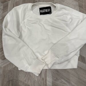 Katie J NYC Women's Cream Crew Neck Sweater